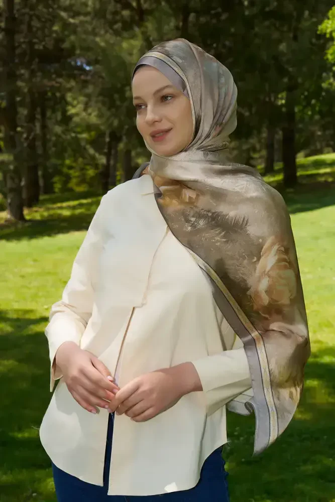 Crystal Perla Desen Şal - Yağ Yeşili - 4