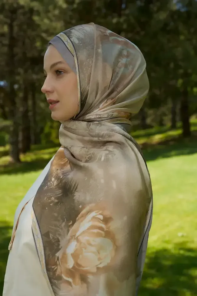 Crystal Perla Desen Şal - Yağ Yeşili - MADAME POLO