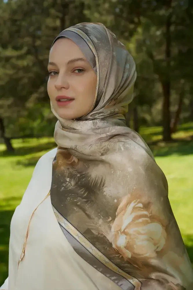 Crystal Perla Desen Şal - Yağ Yeşili - MADAME POLO