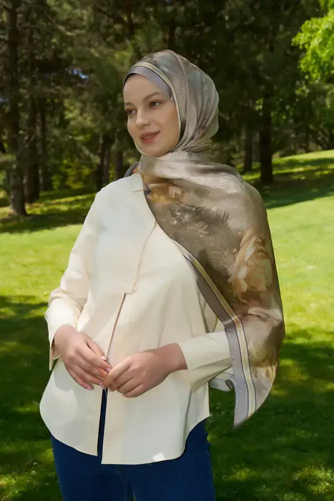 Crystal Perla Desen Şal - Yağ Yeşili - MADAME POLO