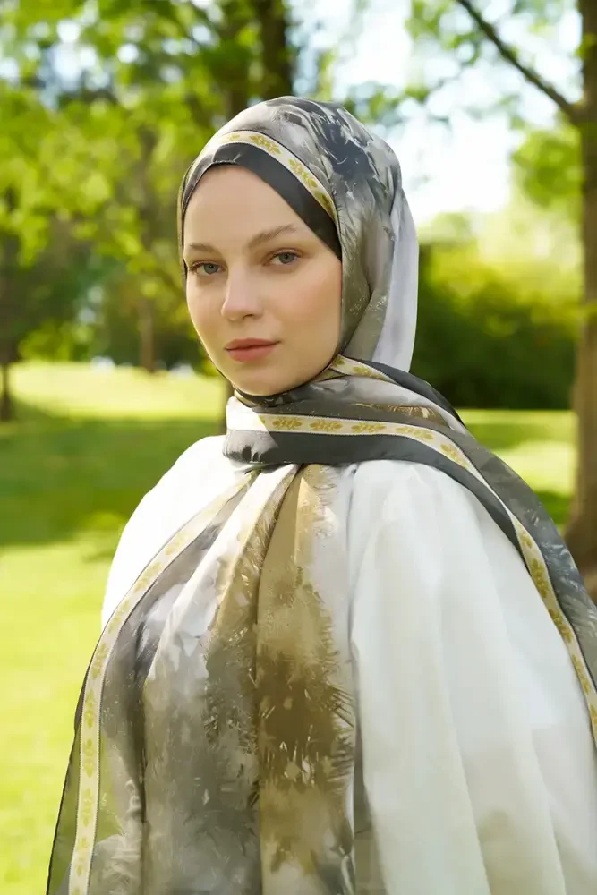 Crystal Perla Desen Şal - Yeşil - MADAME POLO