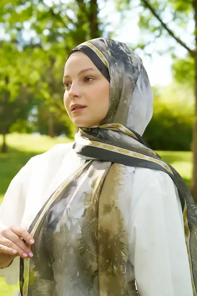 Crystal Perla Desen Şal - Yeşil - MADAME POLO