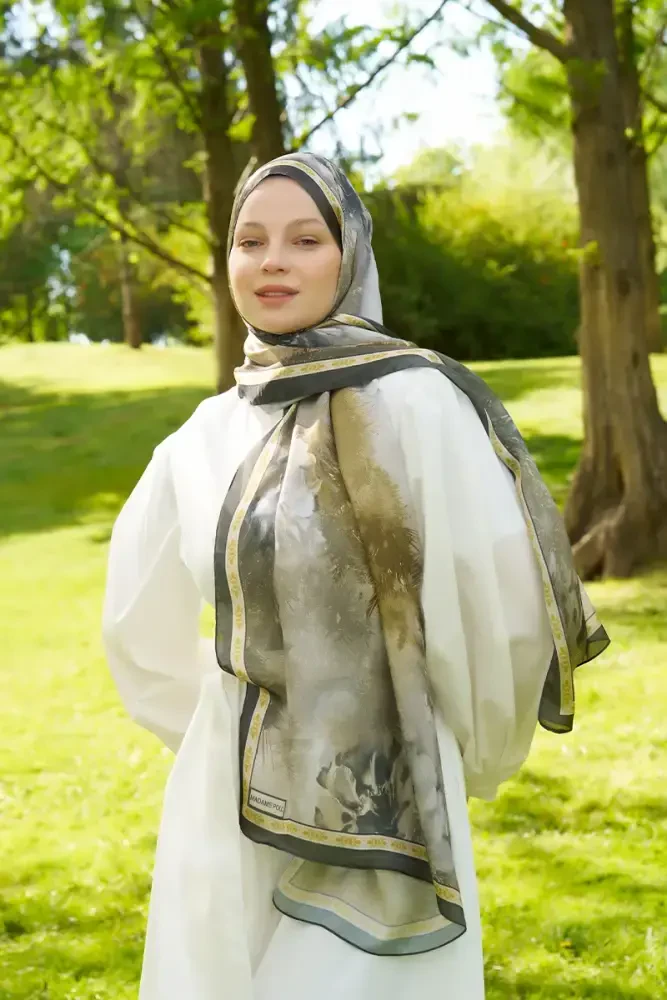 Crystal Perla Desen Şal - Yeşil - MADAME POLO