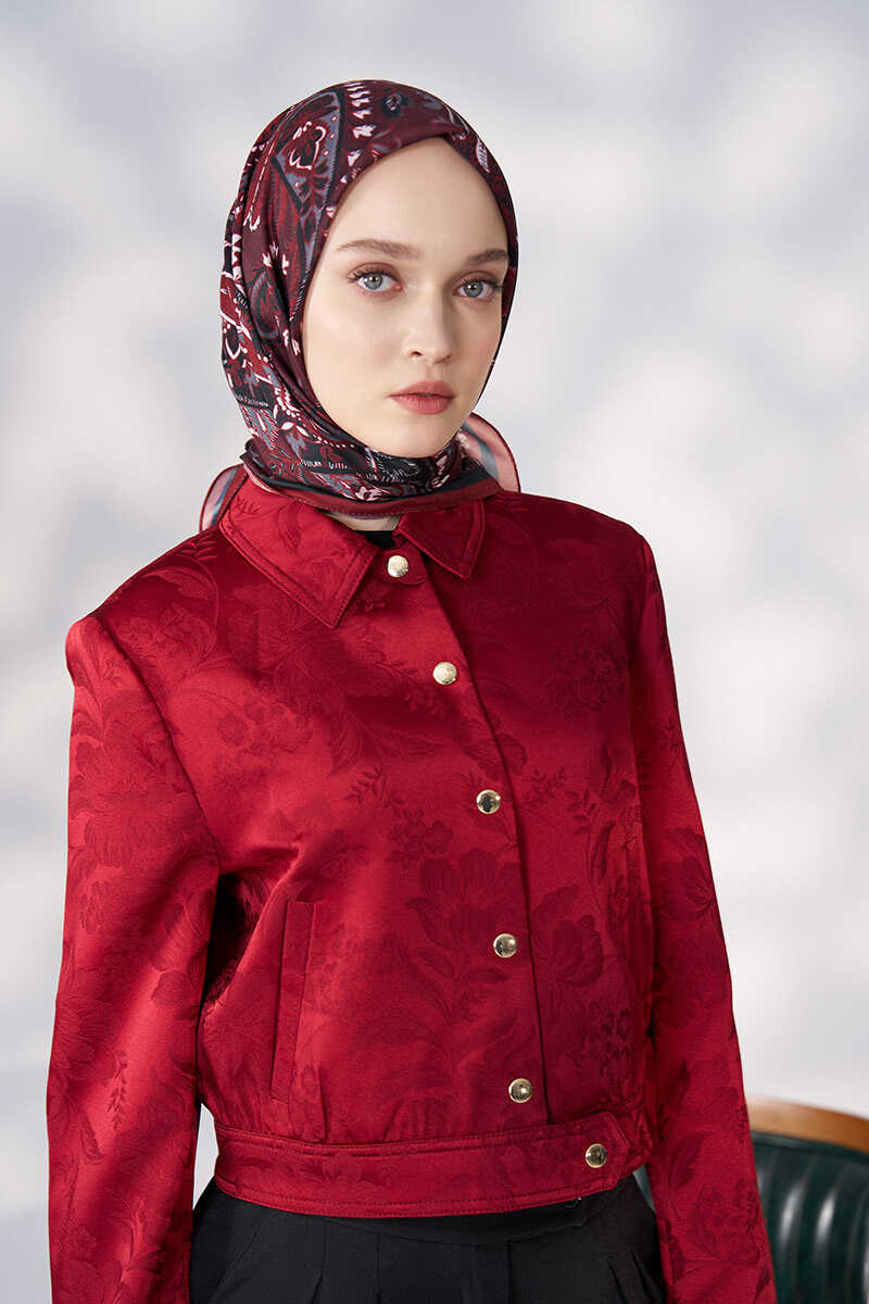 Daisy Allure Desen Eşarp - Bordo - MADAME POLO