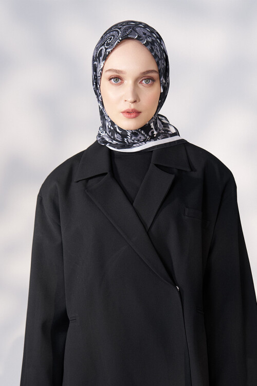 Daisy Allure Desen Eşarp - Siyah 