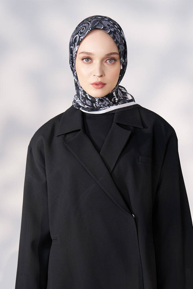 Daisy Allure Desen Eşarp - Siyah - 1