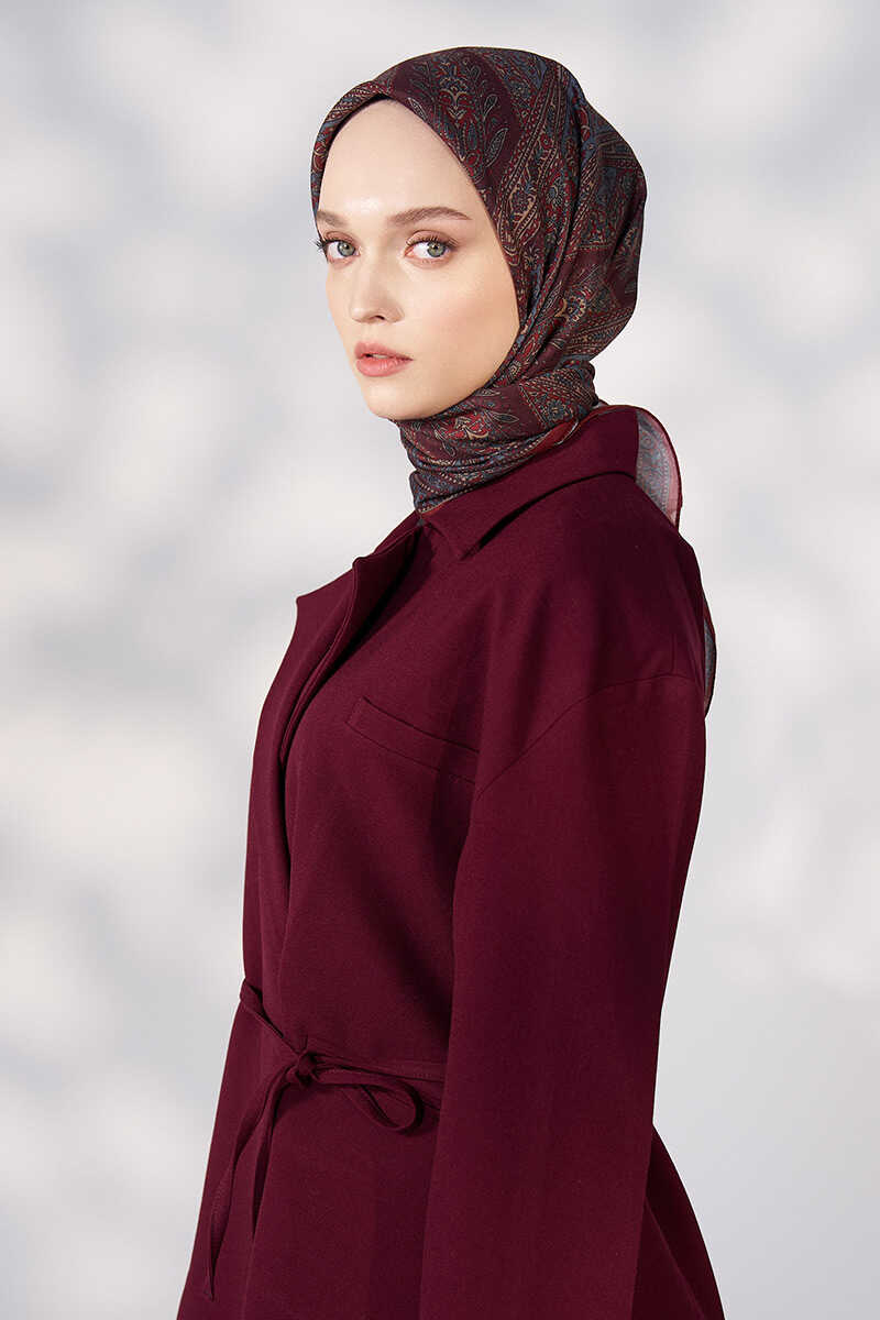 Daisy Glory Desen Eşarp - Bordo - MADAME POLO