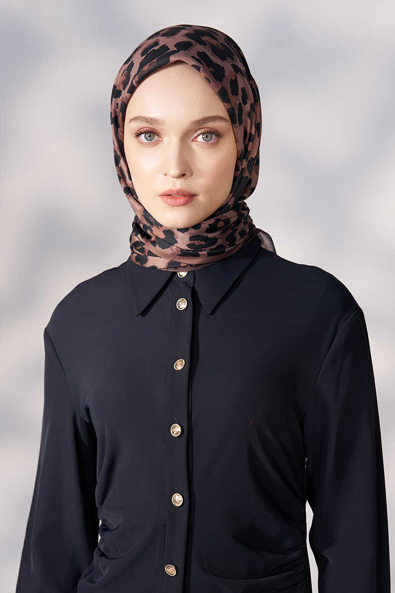 Daisy Leopar Desen Eşarp - Mocha - MADAME POLO