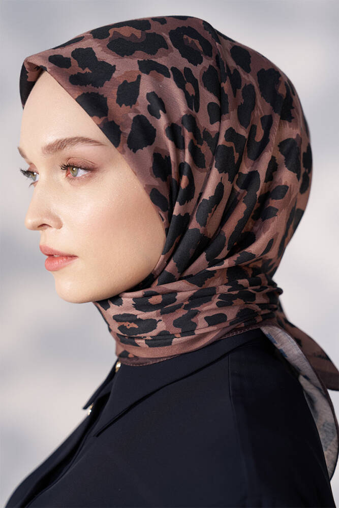Daisy Leopar Desen Eşarp - Mocha - 2