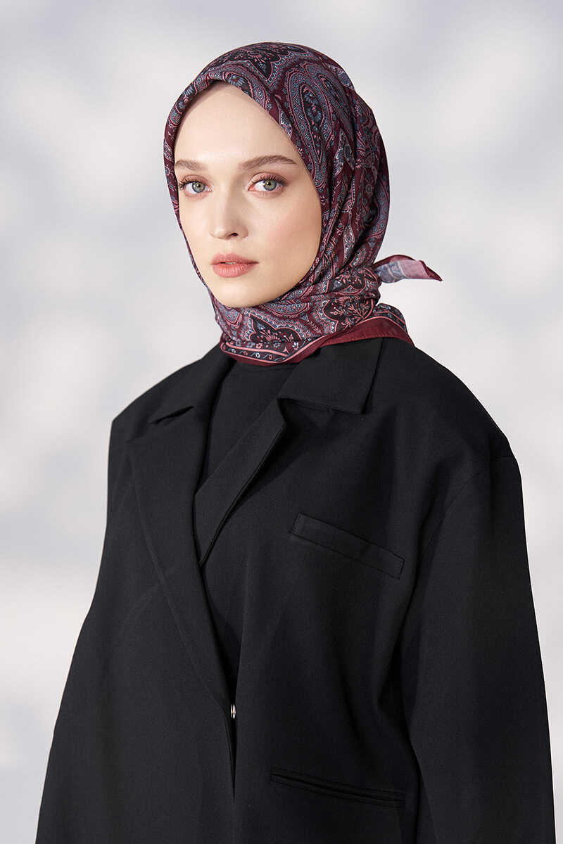 Daisy Linda Desen Eşarp - Bordo - MADAME POLO