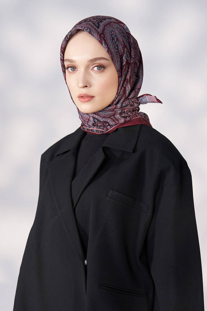 Daisy Linda Desen Eşarp - Bordo - 1