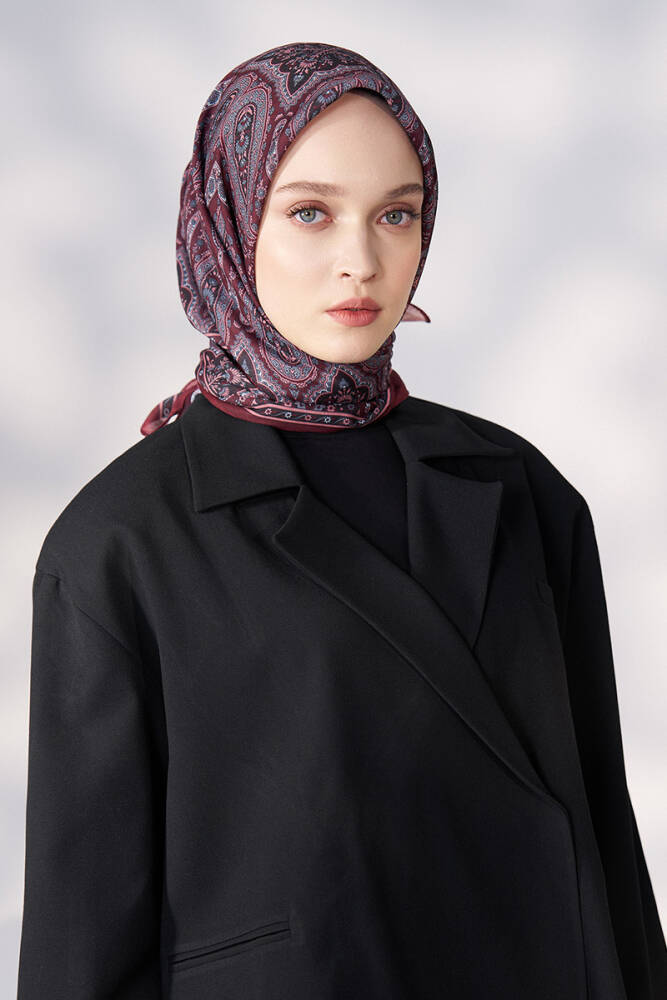 Daisy Linda Desen Eşarp - Bordo - 3