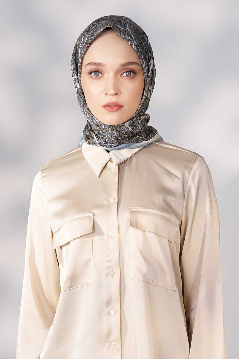 Daisy Linda Desen Eşarp - Mavi - MADAME POLO