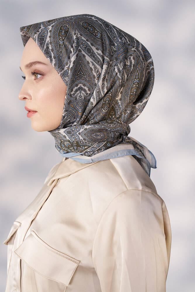 Daisy Linda Desen Eşarp - Mavi - 3