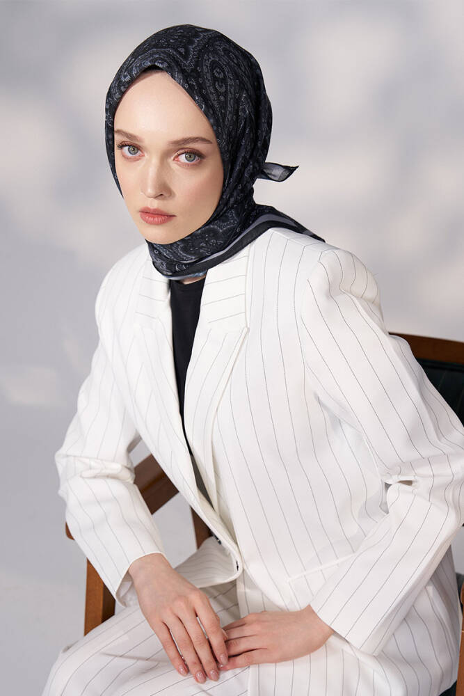 Daisy Linda Desen Eşarp - Siyah - 1
