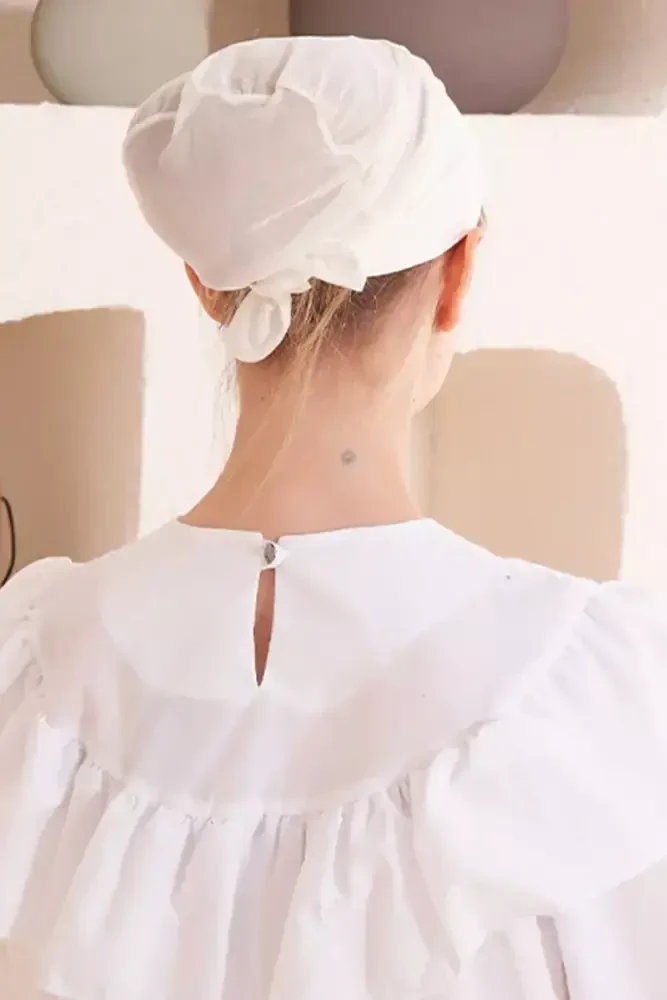 Dikişsiz Fileli Düz Bone - Krem - MADAME POLO