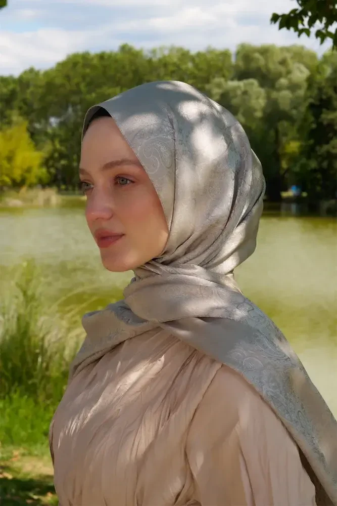 Elegance Etnik Desen Jakar Şal - Bej - MADAME POLO