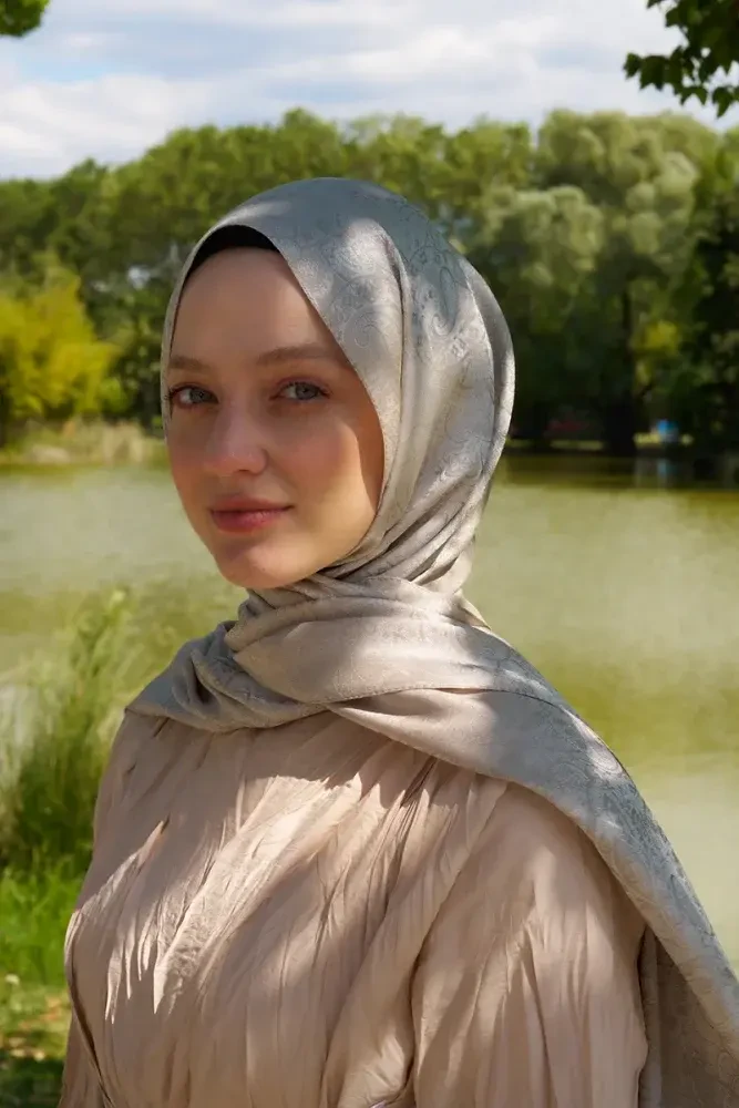 Elegance Etnik Desen Jakar Şal - Bej - MADAME POLO