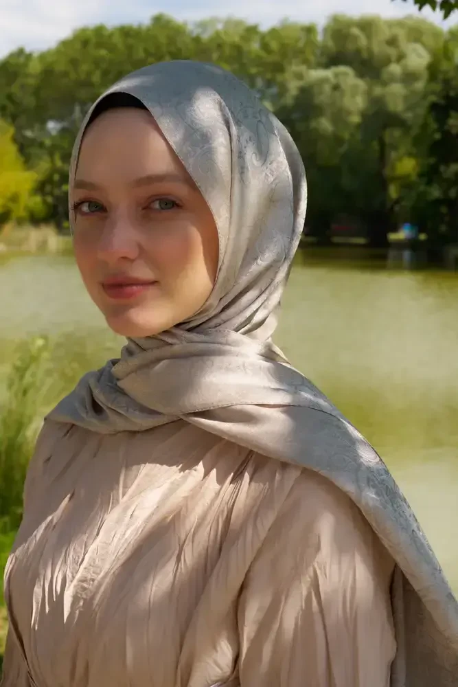 Elegance Etnik Desen Jakar Şal - Bej - 3