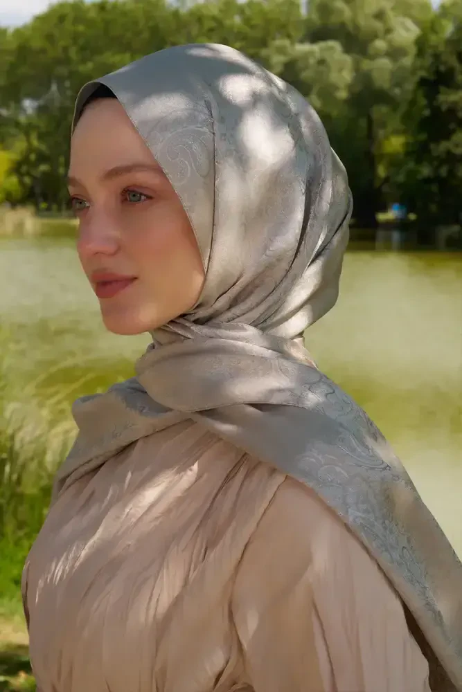 Elegance Etnik Desen Jakar Şal - Bej - 4