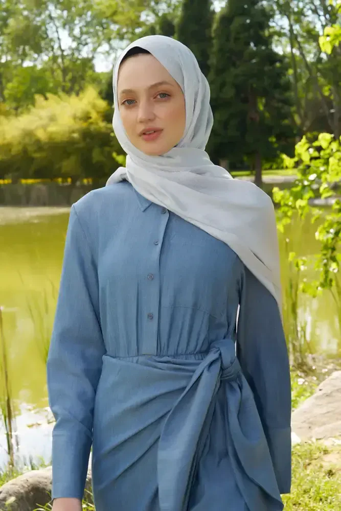 Elegance Etnik Desen Jakar Şal - Gümüş - 5