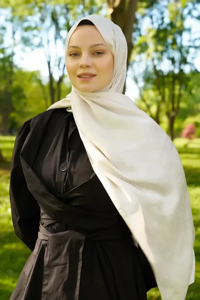 Elegance Etnik Desen Jakar Şal - İnci - 4