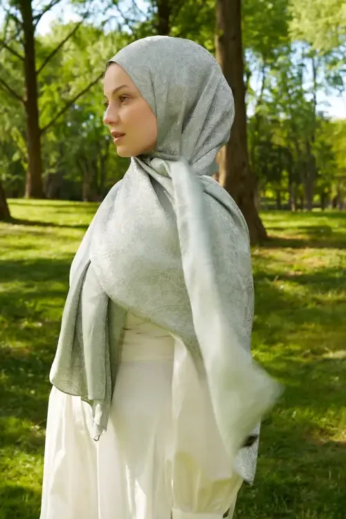 Elegance Etnik Desen Jakar Şal - Mint 