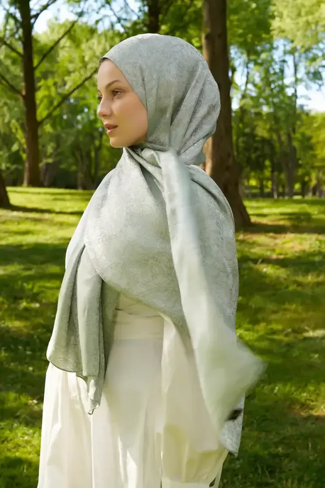Elegance Etnik Desen Jakar Şal - Mint - MADAME POLO