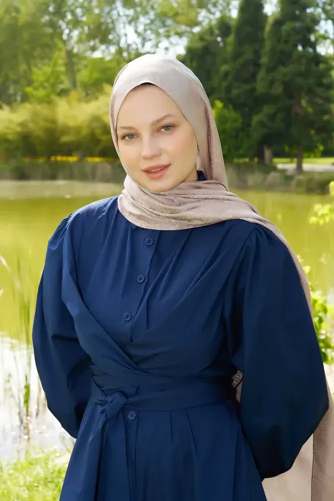 Elegance Etnik Desen Jakar Şal - Pudra - 3