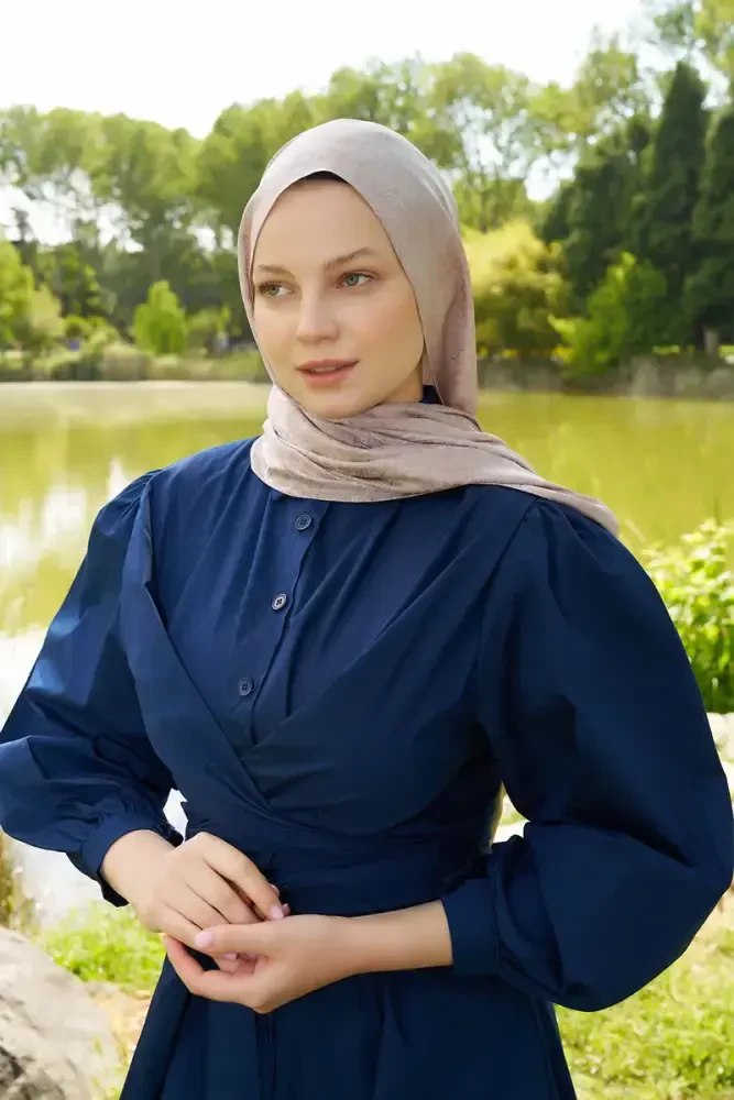Elegance Etnik Desen Jakar Şal - Pudra - 2