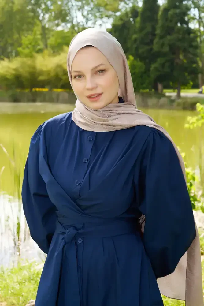 Elegance Etnik Desen Jakar Şal - Pudra - 4