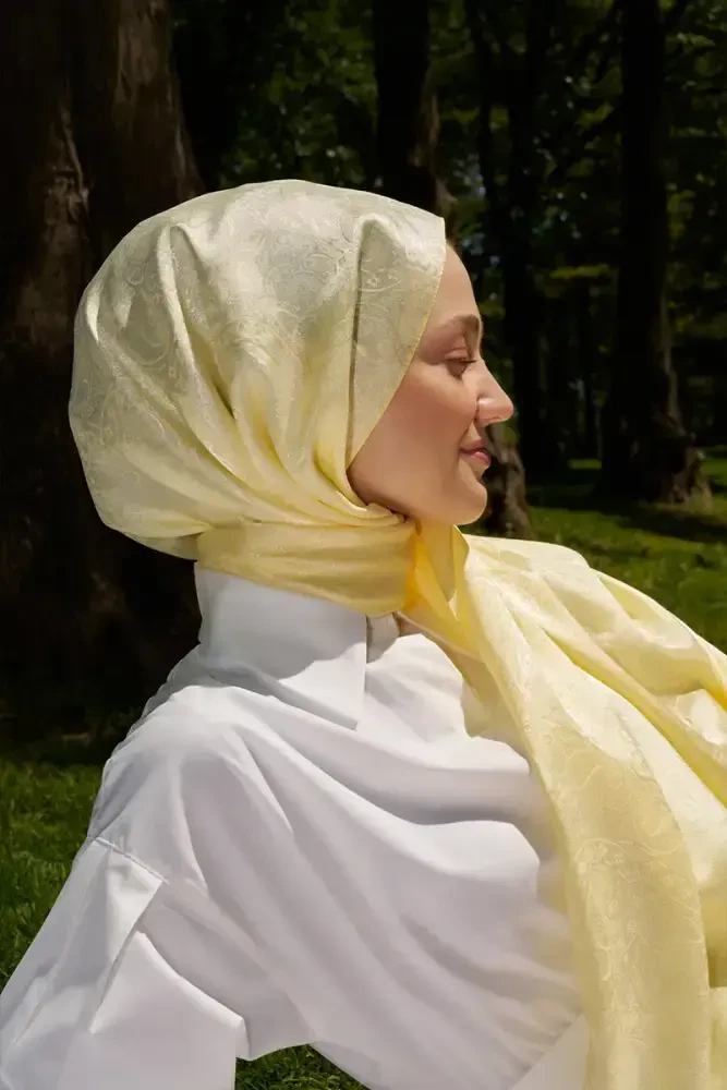 Elegance Etnik Desen Jakar Şal - Sarı - MADAME POLO
