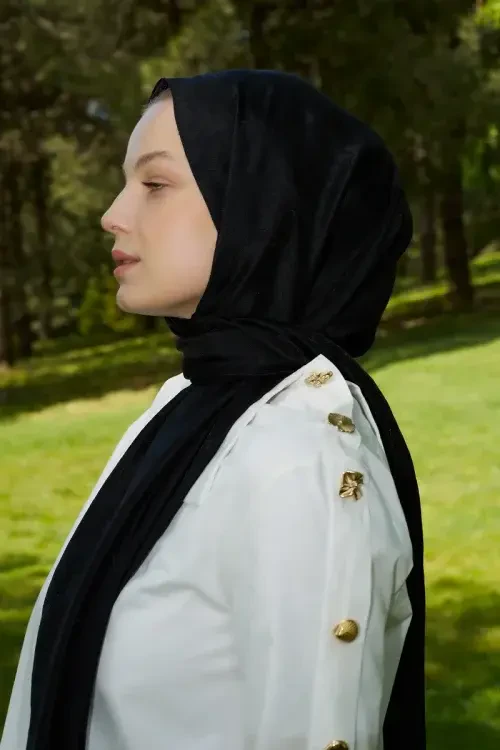 Elegance Etnik Desen Jakar Şal - Siyah 