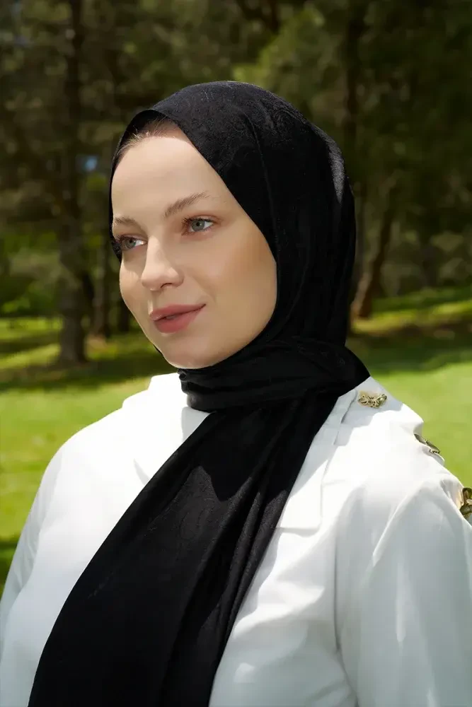 Elegance Etnik Desen Jakar Şal - Siyah - MADAME POLO