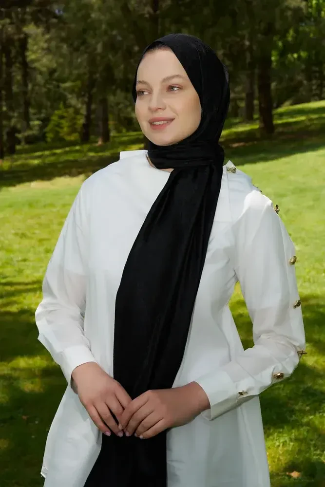 Elegance Etnik Desen Jakar Şal - Siyah - MADAME POLO