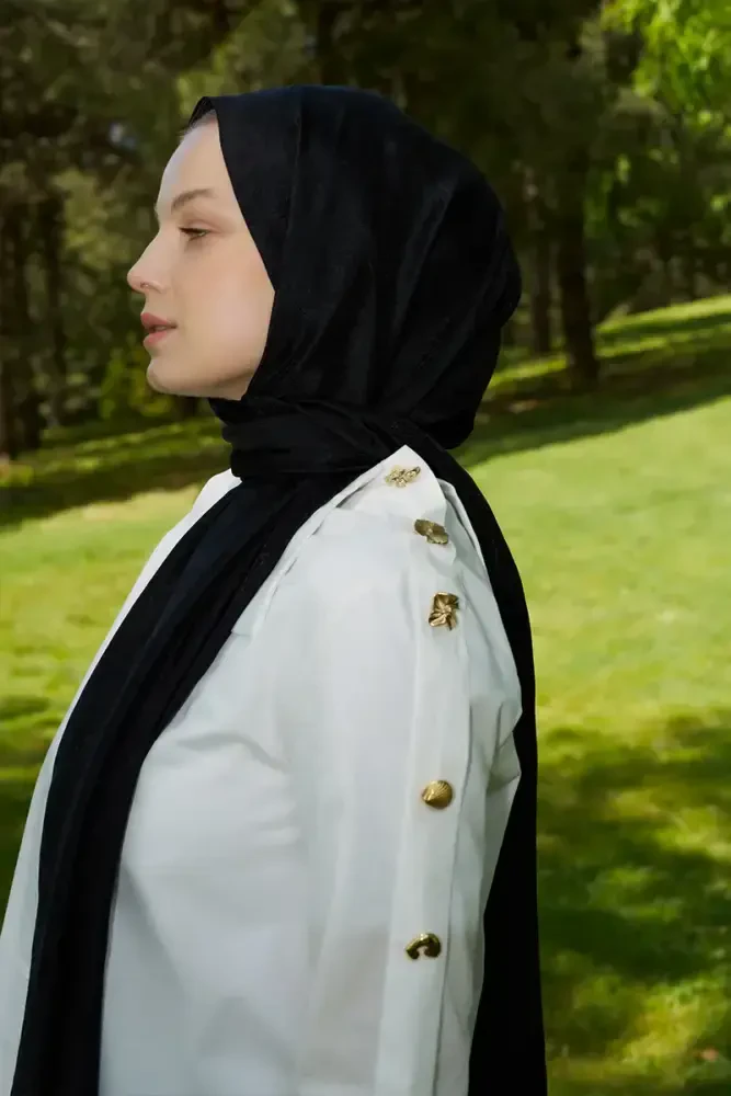 Elegance Etnik Desen Jakar Şal - Siyah - 1