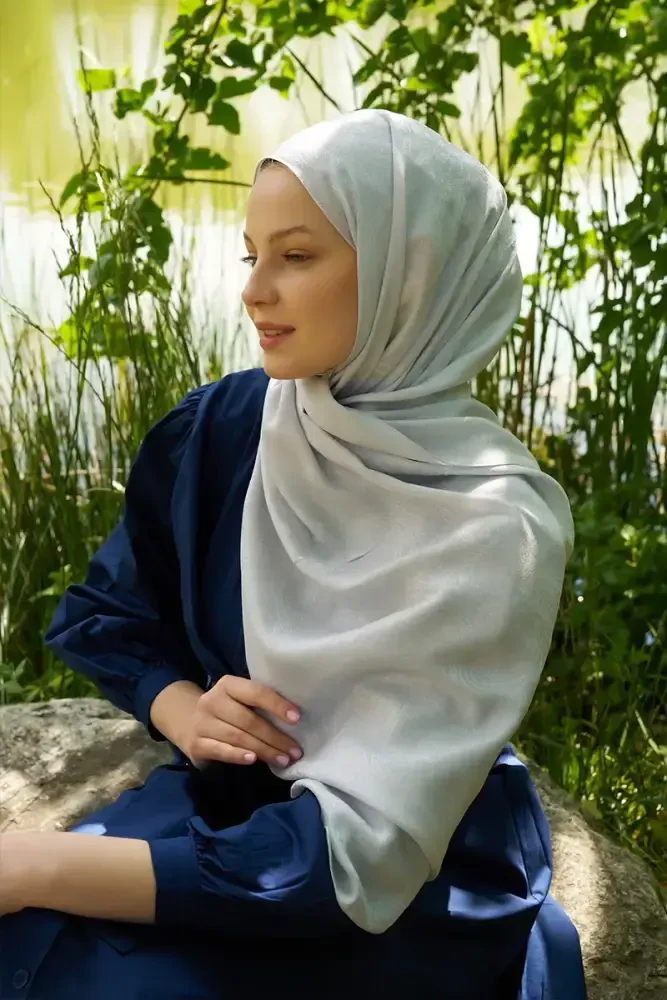 Elegance Lace Desen Jakar Şal - Gümüş - 1
