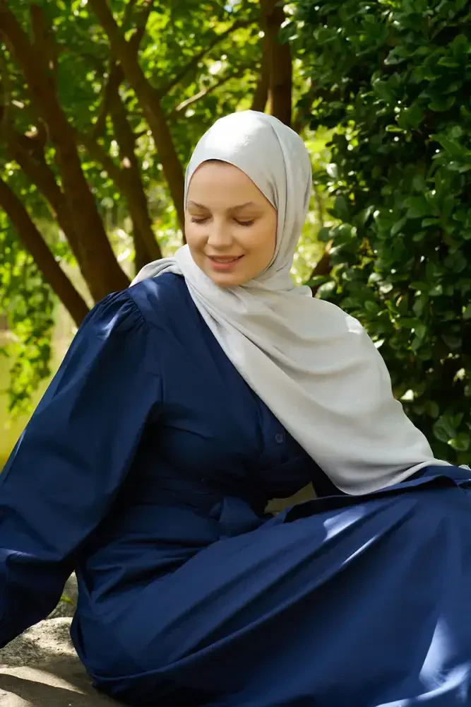 Elegance Lace Desen Jakar Şal - Gümüş - 2