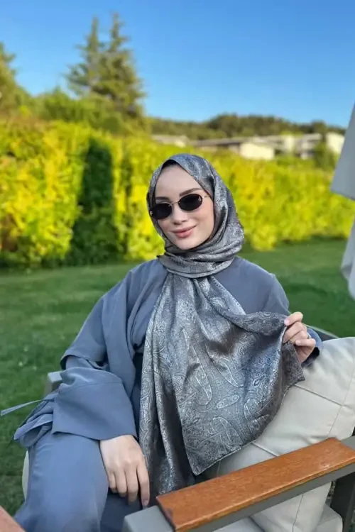 Rabia Hundi Elegance Lace Desen Jakar Şal - Kahverengi 