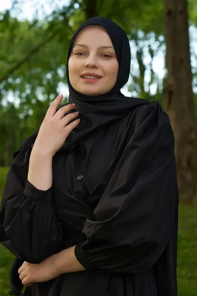 Elegance Lace Desen Jakar Şal - Siyah - 2