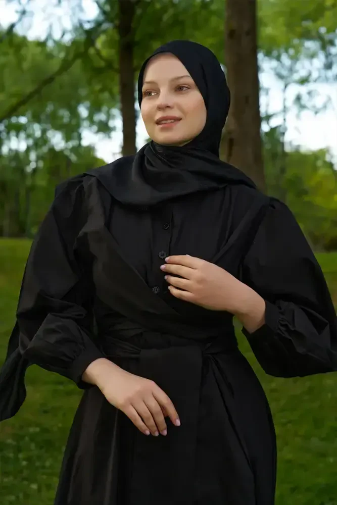 Elegance Lace Desen Jakar Şal - Siyah - 1