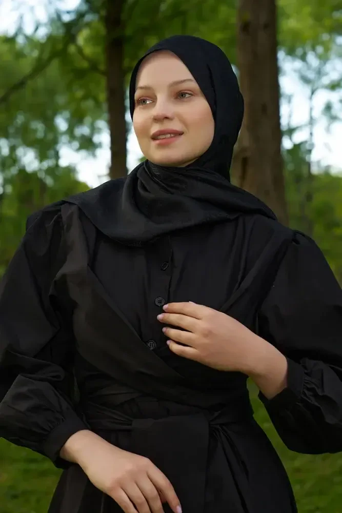 Elegance Lace Desen Jakar Şal - Siyah - 3