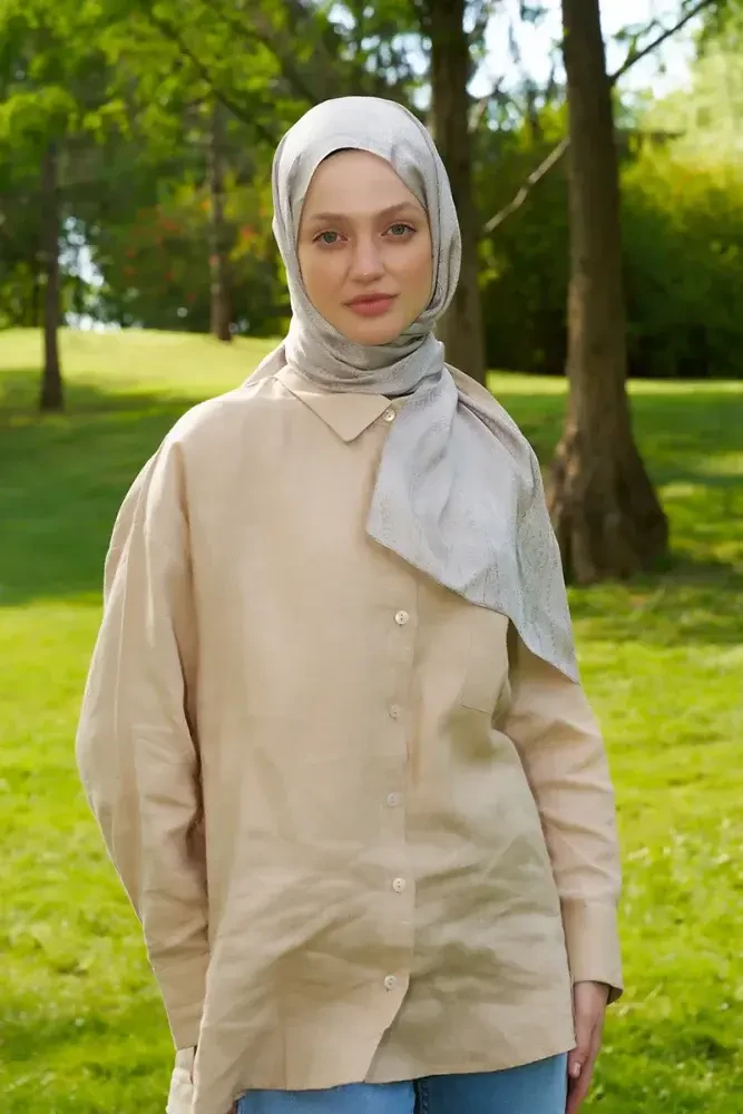 Elegance Silva Desen Jakar Şal - Bej - 3