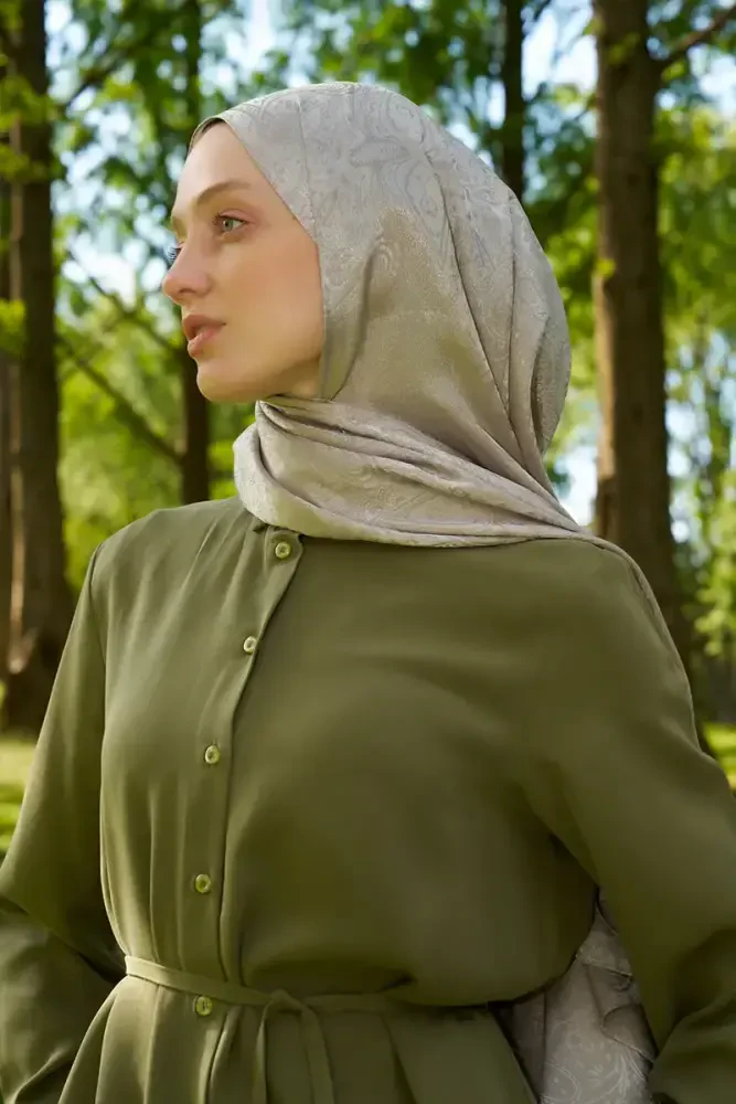 Elegance Silva Desen Jakar Şal - Bej - 1