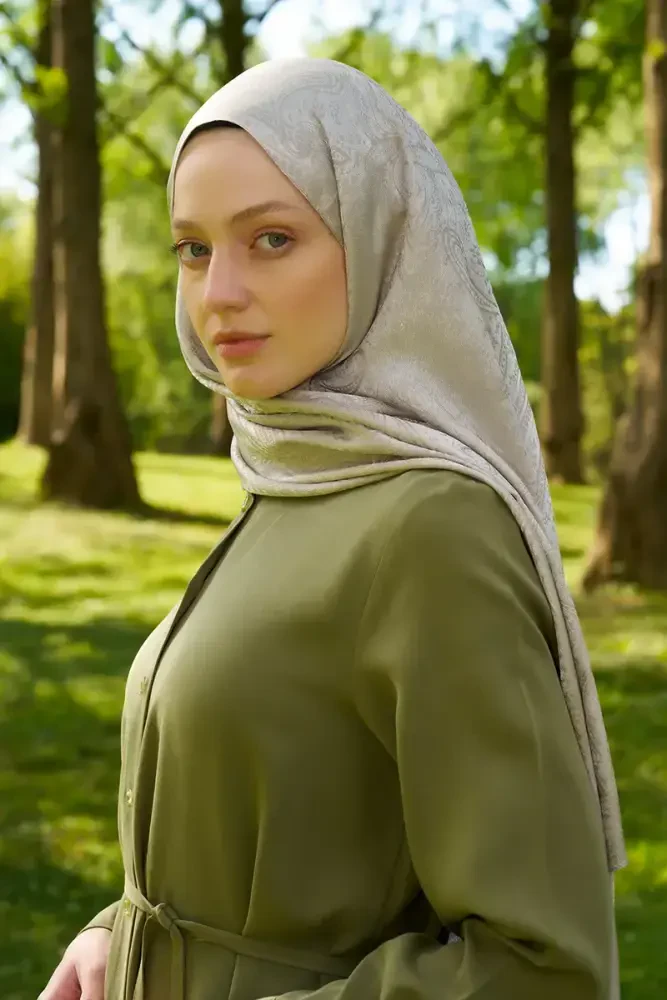 Elegance Silva Desen Jakar Şal - Bej - 2