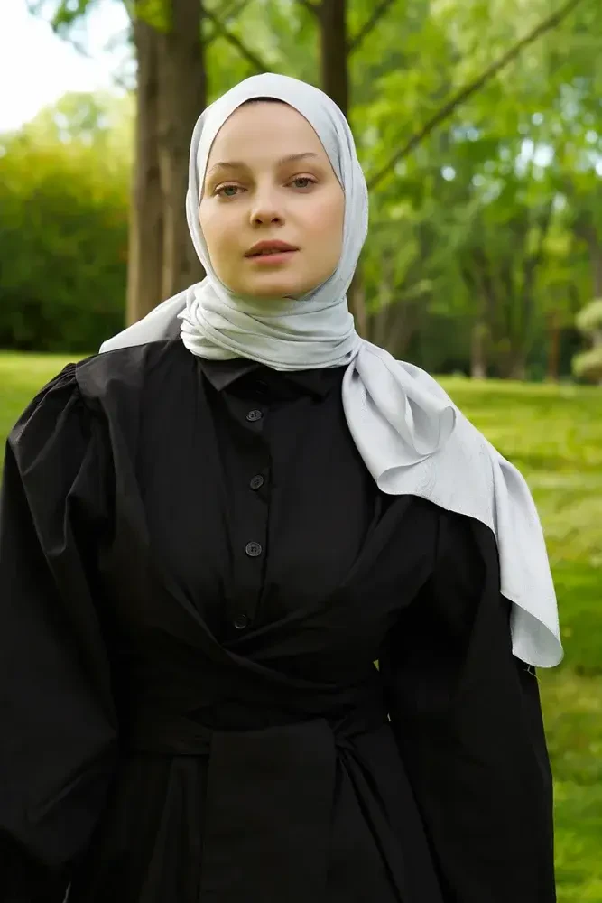 Elegance Silva Desen Jakar Şal - Gümüş - MADAME POLO