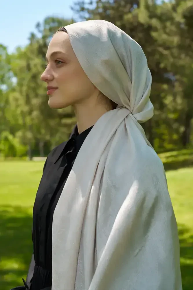 Elegance Silva Desen Jakar Şal - İnci - MADAME POLO