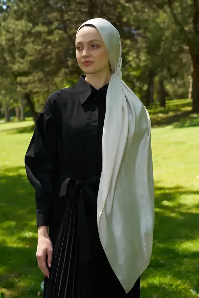 Elegance Silva Desen Jakar Şal - İnci - MADAME POLO