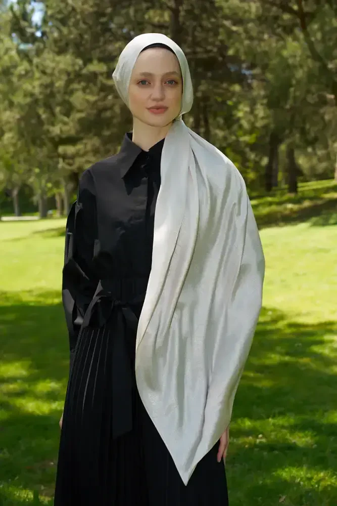 Elegance Silva Desen Jakar Şal - İnci - 4