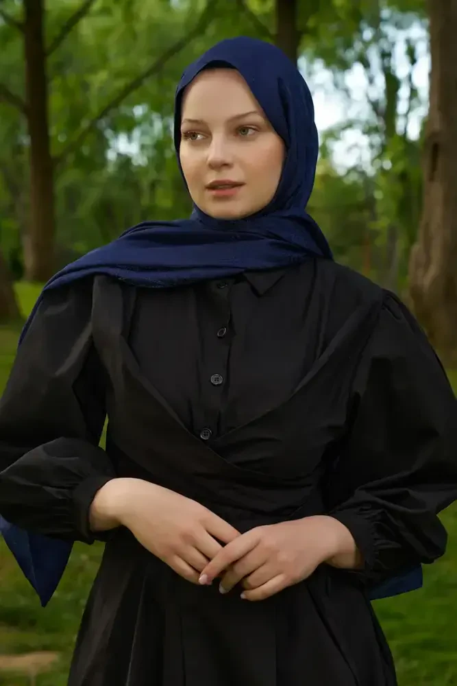 Elegance Silva Desen Jakar Şal - Lacivert - 2